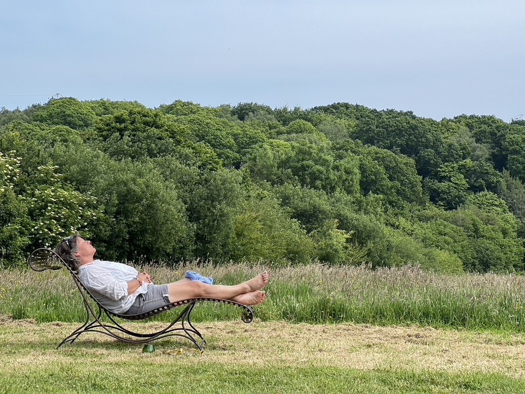 relaxing in the meadow at pop up campsites